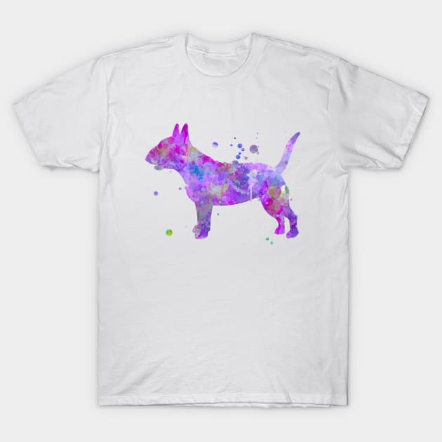 Bull Terrier Dog Watercolor Painting T-Shirt by Miao Miao Design